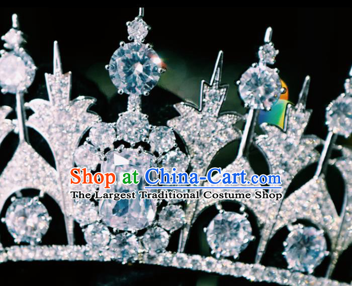 Handmade European Princess Headwear Wedding Luxury Royal Crown Baroque Zircon Hair Clasp Women Jewelry Accessories