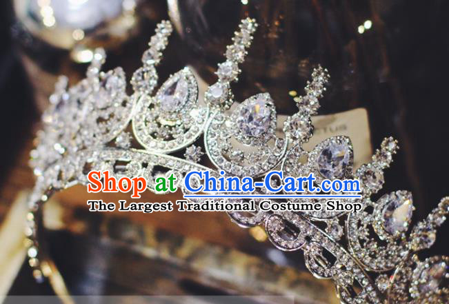Baroque Princess Wedding Jewelry Accessories European Bride Headwear Handmade Women Luxury Zircon Royal Crown
