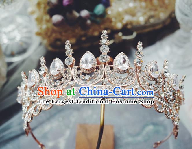 Baroque Princess Wedding Jewelry Accessories European Bride Headwear Handmade Women Luxury Zircon Royal Crown