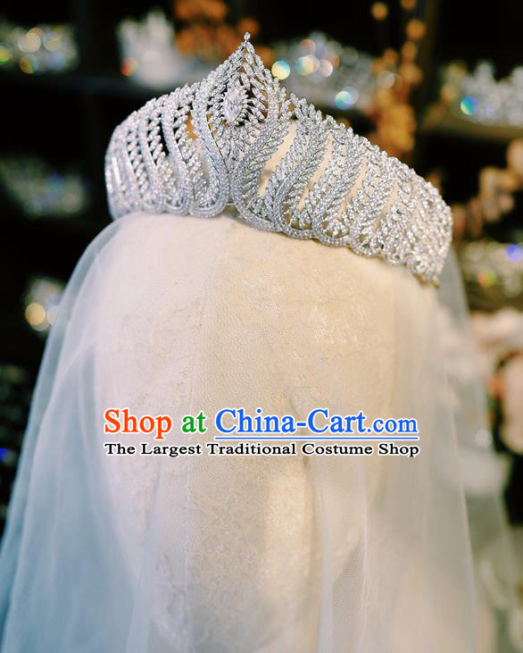 European Bride Headwear Handmade Women Luxury Zircon Royal Crown Baroque Princess Wedding Jewelry Accessories