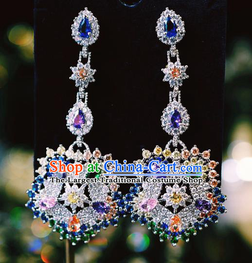 Top Grade Baroque Colorful Crystal Ear Jewelry European Wedding Accessories Zircon Earrings