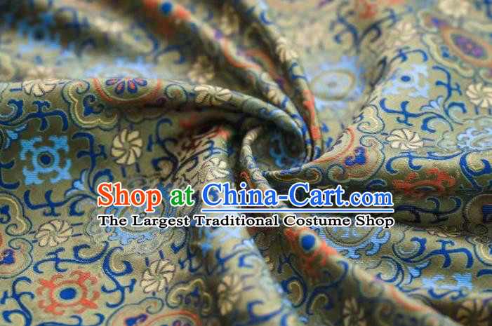 Chinese Classical Lotus Pattern Design Green Song Brocade Fabric Asian Traditional Silk Material