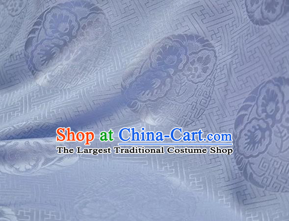 Chinese Classical Peony Pattern Design Light Blue Mulberry Silk Fabric Asian Traditional Cheongsam Silk Material