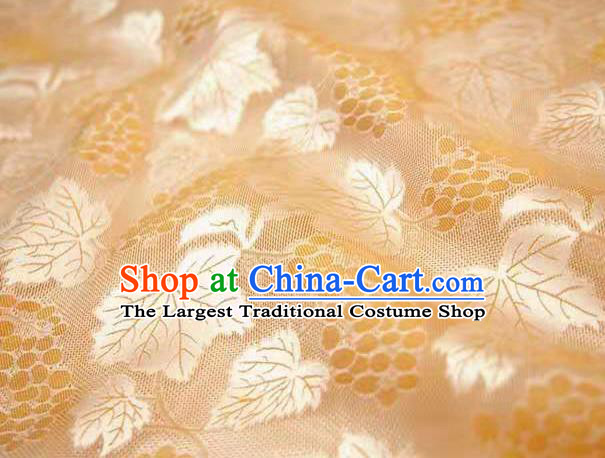Chinese Classical Grape Leaf Pattern Design Orange Mulberry Silk Fabric Asian Traditional Cheongsam Silk Material