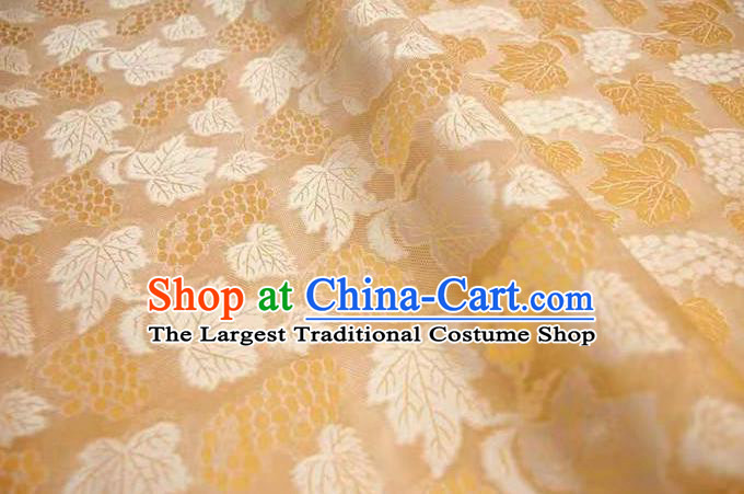 Chinese Classical Grape Leaf Pattern Design Orange Mulberry Silk Fabric Asian Traditional Cheongsam Silk Material