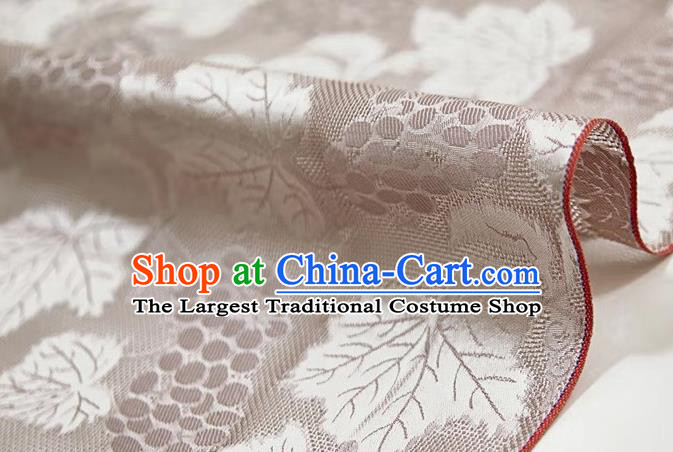 Chinese Classical Grape Leaf Pattern Design Light Khaki Mulberry Silk Fabric Asian Traditional Cheongsam Silk Material