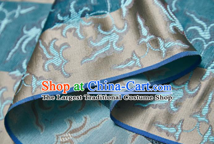 Chinese Classical Jacquard Pattern Design Blue Mulberry Silk Fabric Asian Traditional Cheongsam Silk Material