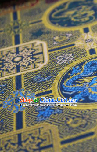 Chinese Classical Dragons Pattern Design Deep Blue Song Brocade Fabric Asian Traditional Silk Material