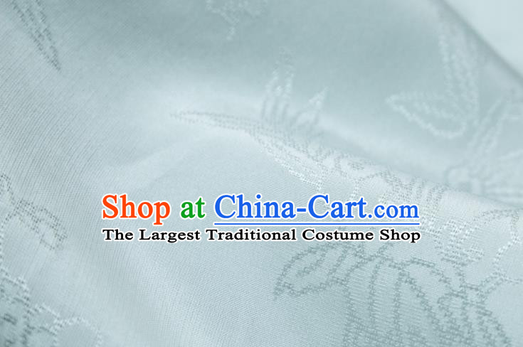 Chinese Classical Plum Pattern Design Light Blue Mulberry Silk Fabric Asian Traditional Cheongsam Silk Material