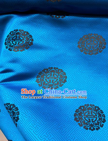 Chinese Classical Lucky Pattern Design Blue Brocade Fabric Asian Traditional Satin Tang Suit Silk Material