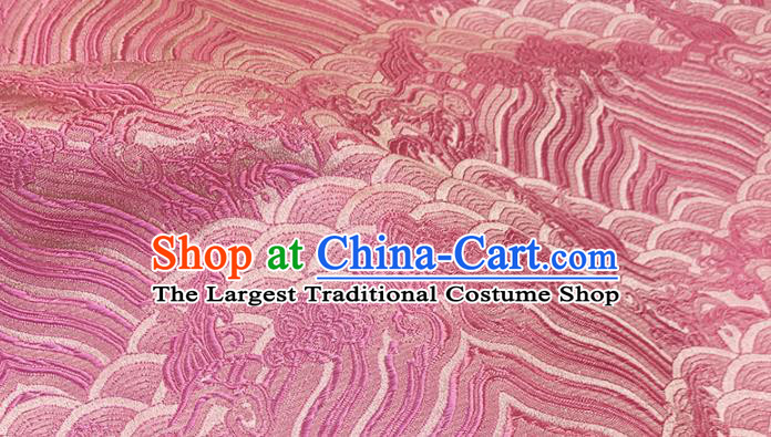 Chinese Classical Sea Wave Pattern Design Pink Brocade Fabric Asian Traditional Satin Tang Suit Silk Material