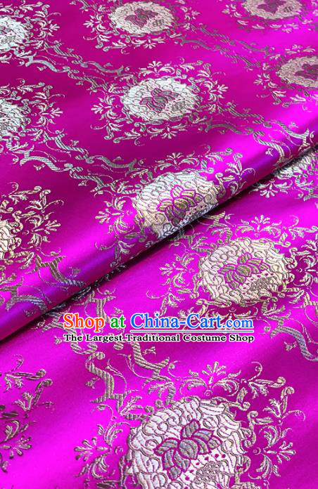 Chinese Classical Lotus Pattern Design Rosy Brocade Fabric Asian Traditional Satin Tang Suit Silk Material