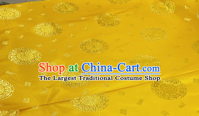Chinese Classical Bats Pattern Design Golden Brocade Fabric Asian Traditional Satin Tang Suit Silk Material