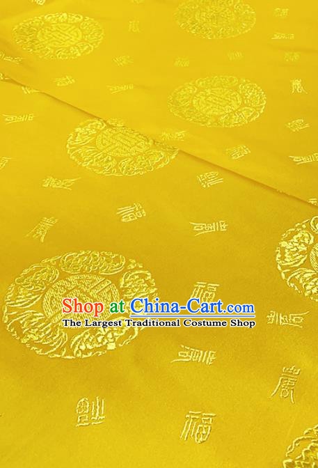 Chinese Classical Bats Pattern Design Golden Brocade Fabric Asian Traditional Satin Tang Suit Silk Material