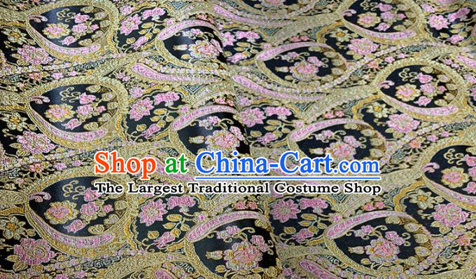 Chinese Classical Plum Pattern Design Black Brocade Fabric Asian Traditional Satin Tang Suit Silk Material