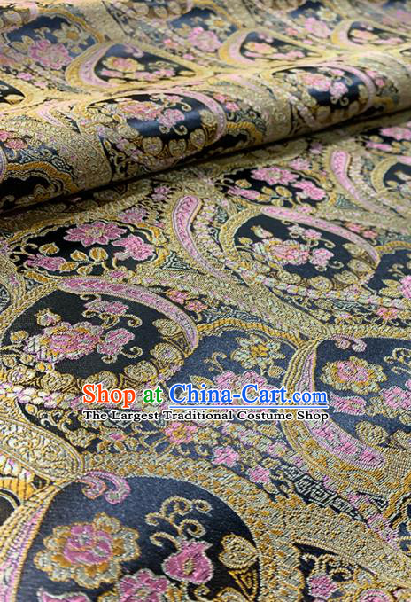 Chinese Classical Plum Pattern Design Black Brocade Fabric Asian Traditional Satin Tang Suit Silk Material