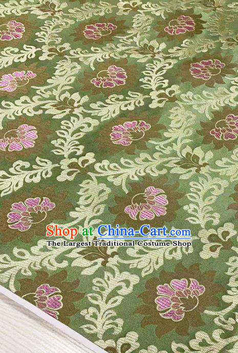 Chinese Classical Lotus Pattern Design Light Green Brocade Fabric Asian Traditional Satin Tang Suit Silk Material