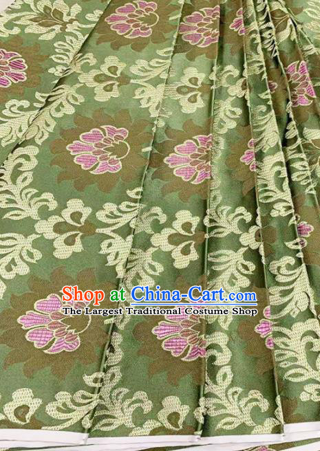 Chinese Classical Lotus Pattern Design Light Green Brocade Fabric Asian Traditional Satin Tang Suit Silk Material