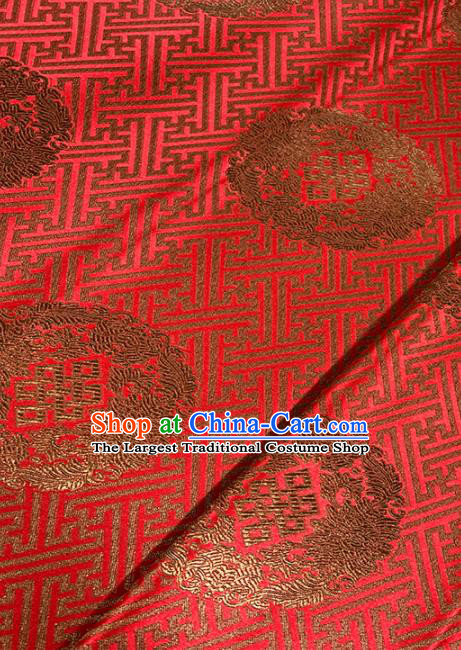 Chinese Classical Lotus Pattern Design Purplish Red Brocade Fabric Asian Traditional Satin Tang Suit Silk Material