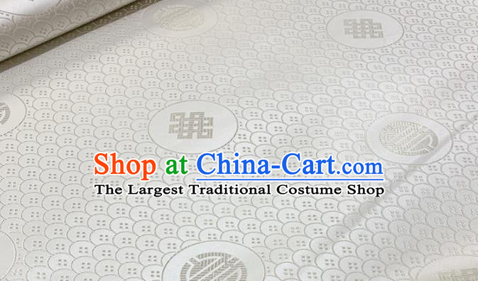 Chinese Classical Scale Pattern Design White Brocade Fabric Asian Traditional Satin Tang Suit Silk Material