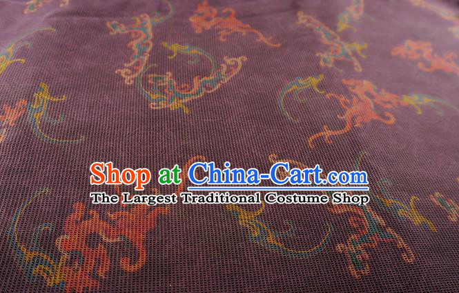 Chinese Classical Dragon Pattern Design Wine Red Gambiered Guangdong Gauze Fabric Asian Traditional Cheongsam Silk Material