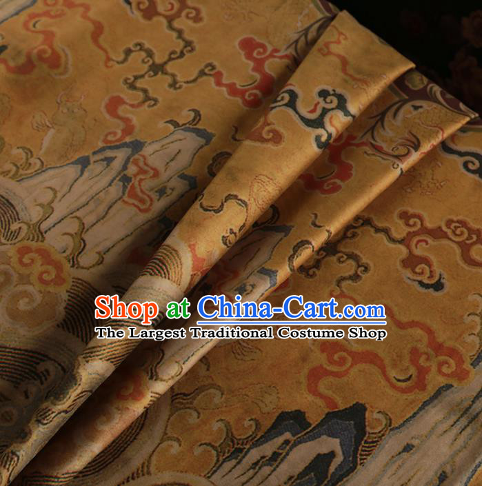 Chinese Classical Cloud Pattern Design Ginger Mulberry Silk Fabric Asian Traditional Cheongsam Silk Material