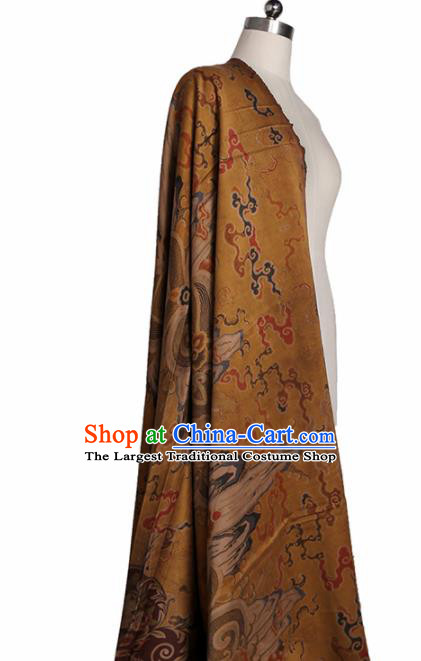 Chinese Classical Cloud Pattern Design Ginger Mulberry Silk Fabric Asian Traditional Cheongsam Silk Material