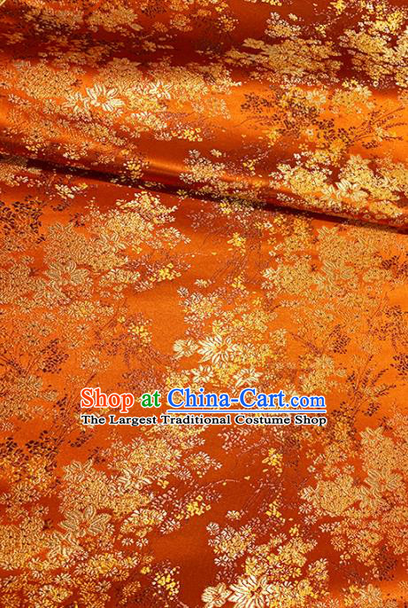 Chinese Classical Maple Leaf Pattern Design Orange Brocade Fabric Asian Traditional Satin Tang Suit Silk Material