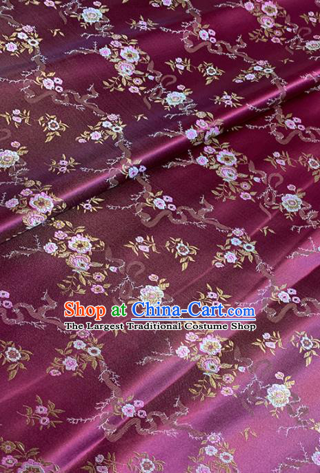 Chinese Classical Royal Wisteria Pattern Design Purple Brocade Fabric Asian Traditional Satin Tang Suit Silk Material