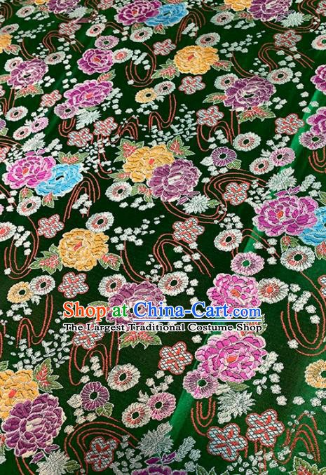 Chinese Classical Royal Pattern Design Deep Green Brocade Fabric Asian Traditional Satin Tang Suit Silk Material