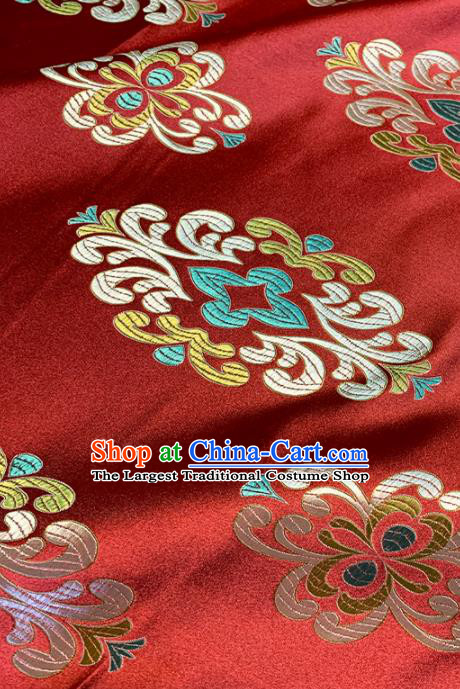 Chinese Classical Royal Pattern Design Red Brocade Fabric Asian Traditional Satin Tang Suit Silk Material