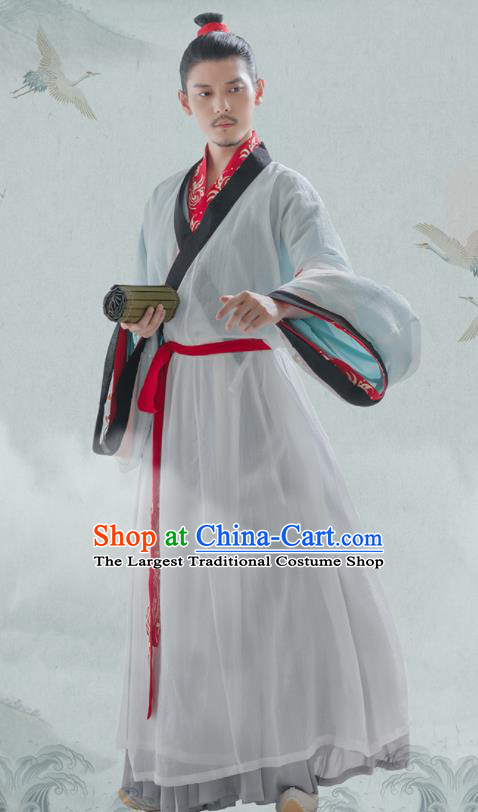 Chinese Ancient Scholar Hanfu Clothing Traditional Jin Dynasty Nobility Childe Costumes for Men