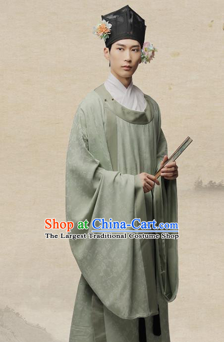 Chinese Ancient Poet Scholar Lu You Hanfu Clothing Traditional Song Dynasty Nobility Childe Costumes for Men