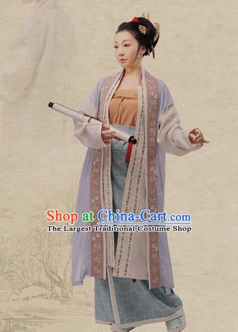 Chinese Ancient Nobility Female Hanfu Dress Traditional Song Dynasty Poetess Zhu Shuzhen Costumes for Women