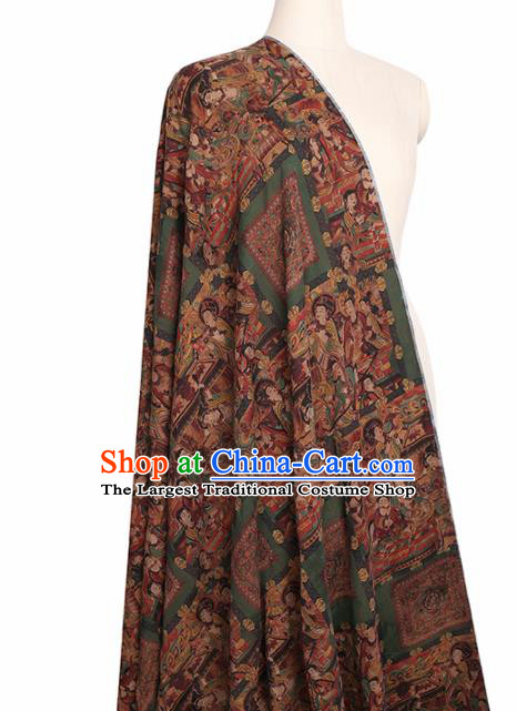 Chinese Classical Bodhisattva Pattern Design Deep Brown Mulberry Silk Fabric Asian Traditional Cheongsam Silk Material