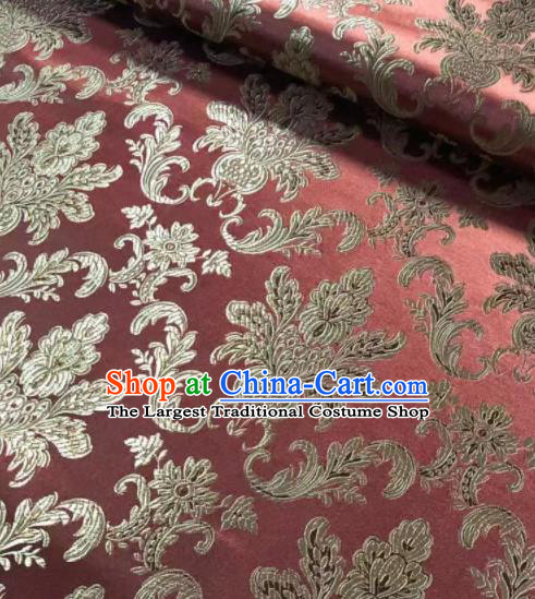 Chinese Classical Royal Pattern Design Wine Red Brocade Fabric Asian Traditional Satin Tang Suit Silk Material