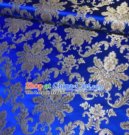 Chinese Classical Royal Pattern Design Royalblue Brocade Fabric Asian Traditional Satin Tang Suit Silk Material