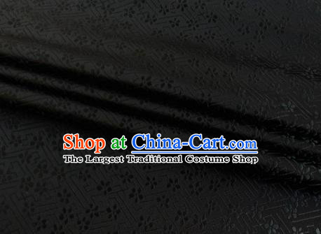 Chinese Classical Babysbreath Pattern Design Black Brocade Fabric Asian Traditional Satin Silk Material