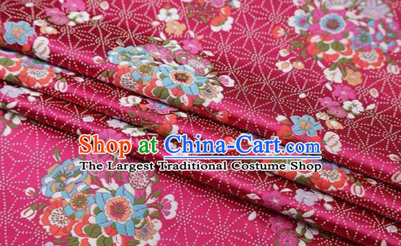 Chinese Classical Flowers Bouquet Pattern Design Rosy Brocade Fabric Asian Traditional Satin Silk Material