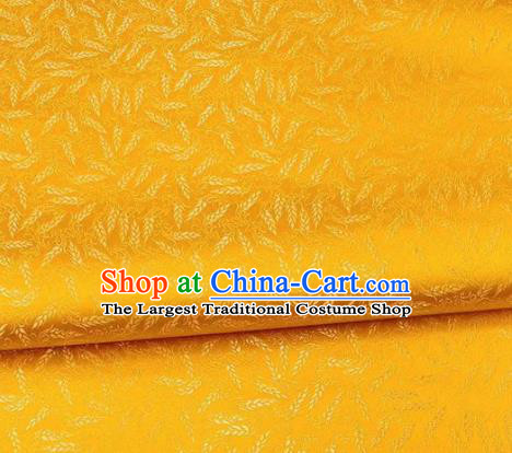 Chinese Classical Wheat Pattern Design Golden Brocade Fabric Asian Traditional Satin Silk Material