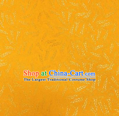Chinese Classical Wheat Pattern Design Golden Brocade Fabric Asian Traditional Satin Silk Material
