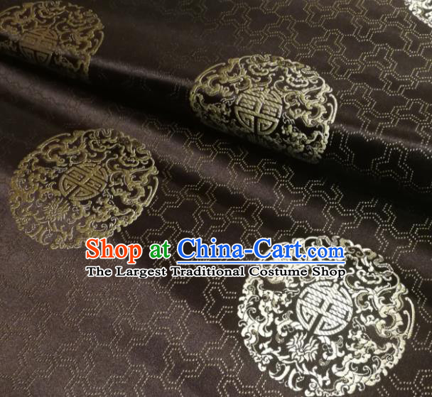 Chinese Royal Pattern Design Brown Brocade Fabric Asian Traditional Satin Silk Material