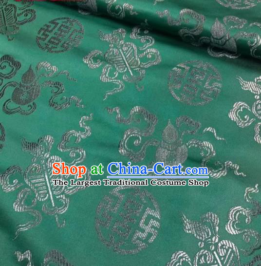 Chinese Royal Eight Immortals Pattern Design Green Brocade Fabric Asian Traditional Satin Silk Material