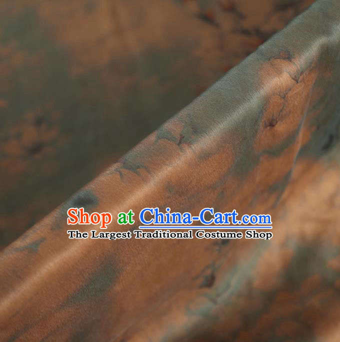 Chinese Classical Yulan Magnolia Pattern Design Brown Gambiered Guangdong Gauze Fabric Asian Traditional Cheongsam Silk Material