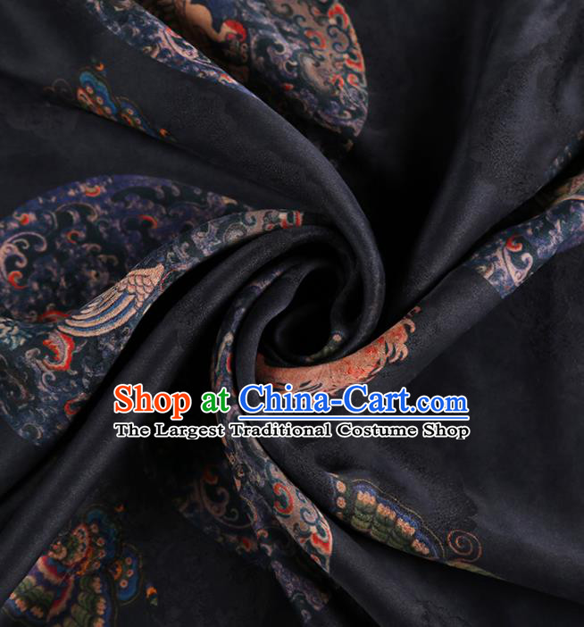 Chinese Classical Auspicious Bird Pattern Design Black Gambiered Guangdong Gauze Fabric Asian Traditional Cheongsam Silk Material