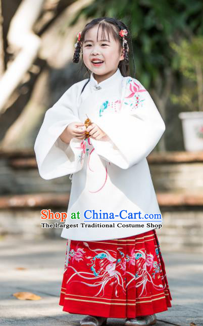 Chinese Traditional Girls Embroidered Hanfu Dress Ancient Ming Dynasty Princess Costume for Kids