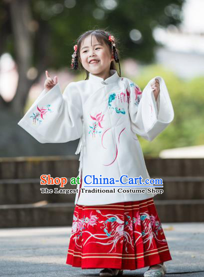 Chinese Traditional Girls Embroidered Hanfu Dress Ancient Ming Dynasty Princess Costume for Kids