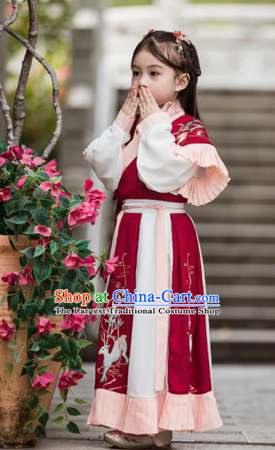 Chinese Traditional Girls Costume Ancient Jin Dynasty Princess Hanfu Dress for Kids