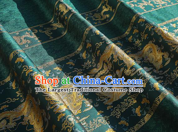 Chinese Royal Dragon Phoenix Pattern Design Atrovirens Brocade Fabric Asian Traditional Horse Face Skirt Satin Silk Material