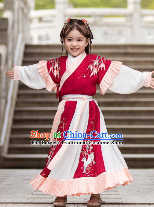 Chinese Traditional Girls Costume Ancient Jin Dynasty Princess Hanfu Dress for Kids
